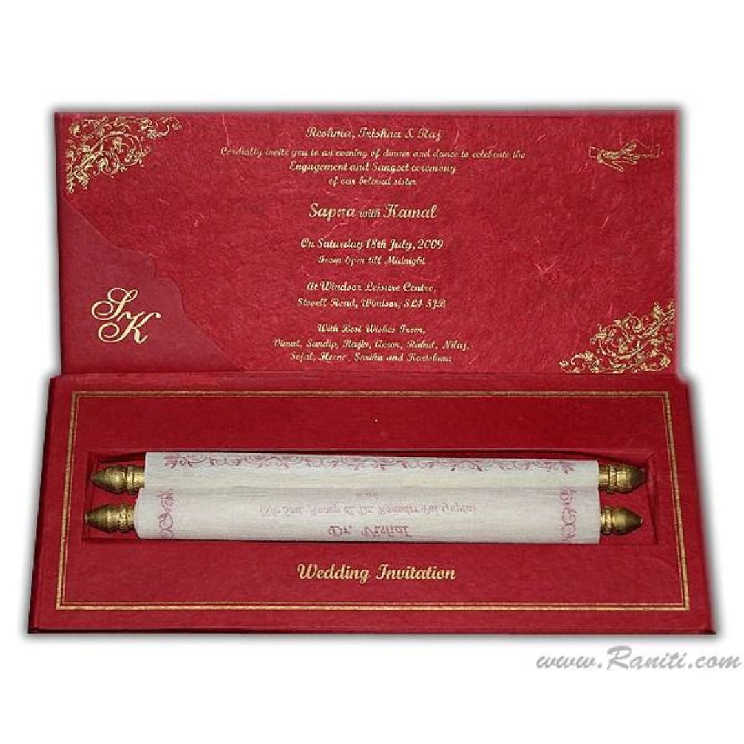 Red Royal Custom Box Scroll Wedding Invitation Card AMSC-32 freeshipping - Raniti LLC - Custom Invitations & Stationery