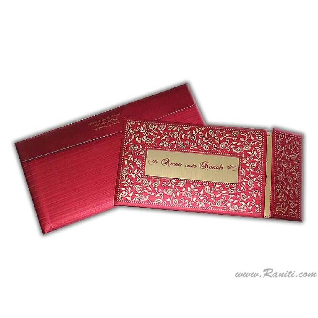 Red Traditional Hard Cover Gatefold Custom Invitation Card with Multiple Inserts AMH-4 freeshipping - Raniti LLC - Custom Invitations & Stationery