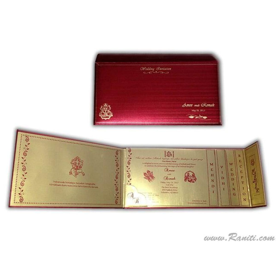 Red Traditional Hard Cover Gatefold Custom Invitation Card with Multiple Inserts AMH-4 freeshipping - Raniti LLC - Custom Invitations & Stationery