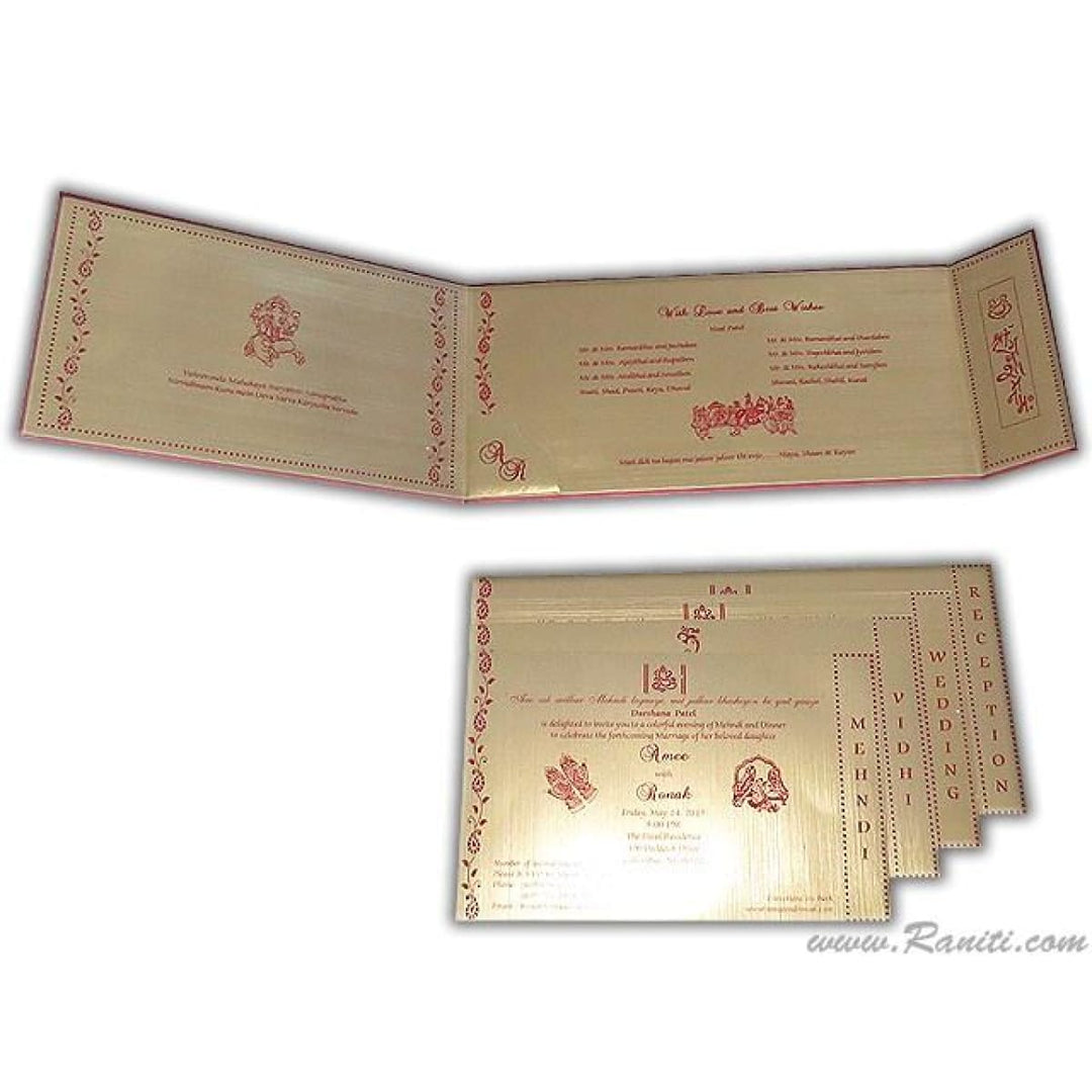 Red Traditional Hard Cover Gatefold Custom Invitation Card with Multiple Inserts AMH-4 freeshipping - Raniti LLC - Custom Invitations & Stationery