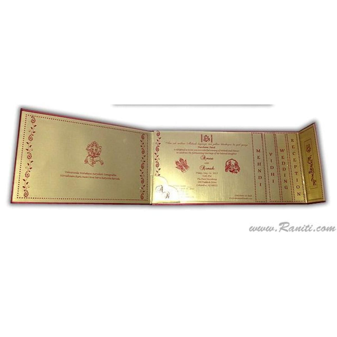 Red Traditional Hard Cover Gatefold Custom Invitation Card with Multiple Inserts AMH-4 freeshipping - Raniti LLC - Custom Invitations & Stationery