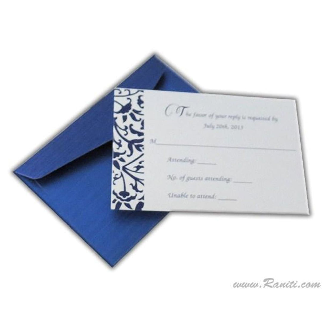 RSVP Custom Reply Card with Envelope | RSVP Card | Wedding Invitation RSVP Card Blue and Pearl RT-63 freeshipping - Raniti LLC - Custom Invitations & Stationery