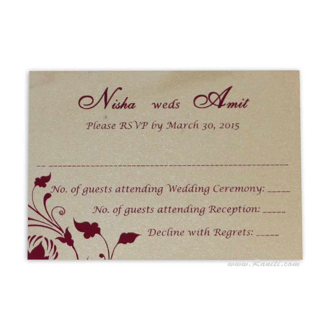 RSVP Custom Reply Card with Envelope | RSVP Card | Wedding Invitation RSVP Card Blue and Gold RT-58 freeshipping - Raniti LLC - Custom Invitations & Stationery