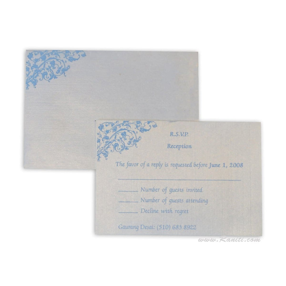 RSVP Custom Reply Card with Envelope | RSVP Card | Wedding Invitation RSVP Card Pearl and Ice Blue RT-13 freeshipping - Raniti LLC - Custom Invitations & Stationery