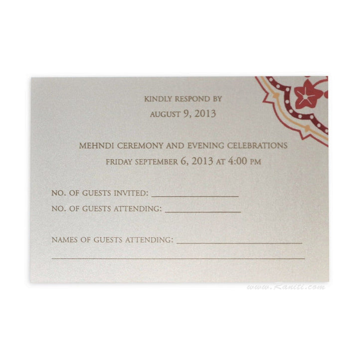 RSVP Custom Reply Card with Envelope | RSVP Card | Wedding Invitation RSVP Card Red and White RT-61 freeshipping - Raniti LLC - Custom Invitations & Stationery