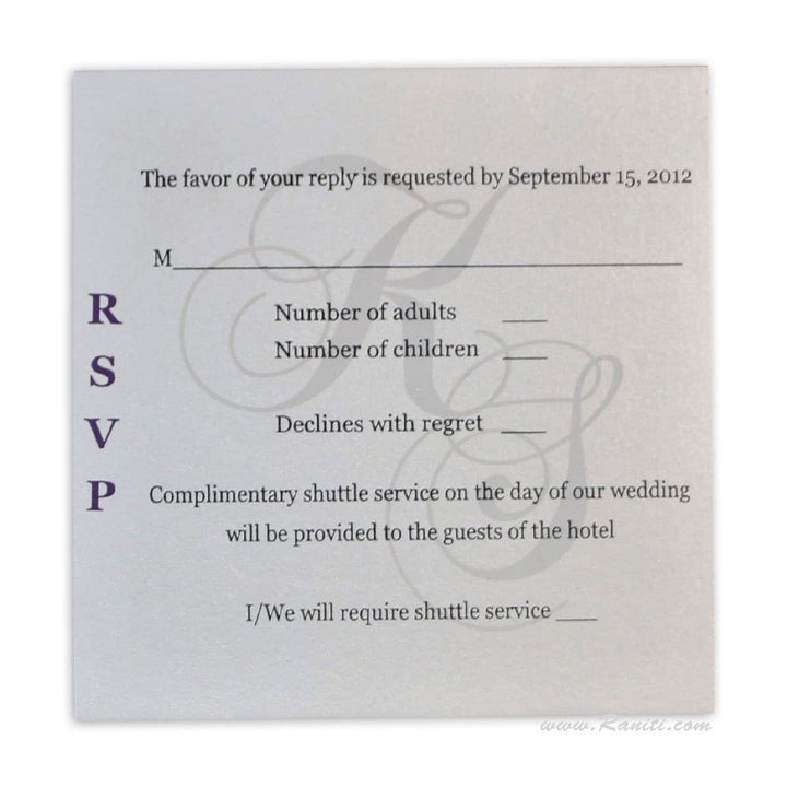 RSVP Custom Reply Card with Envelope | RSVP Card | Wedding Invitation RSVP Card RT-16 freeshipping - Raniti LLC - Custom Invitations & Stationery