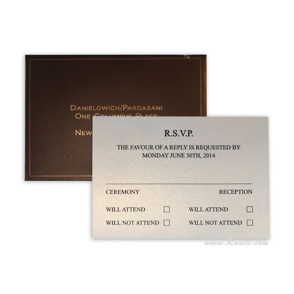 RSVP Custom Reply Card with Envelope | RSVP Card | Wedding Invitation RSVP Card White and Brown RT-67 freeshipping - Raniti LLC - Custom Invitations & Stationery