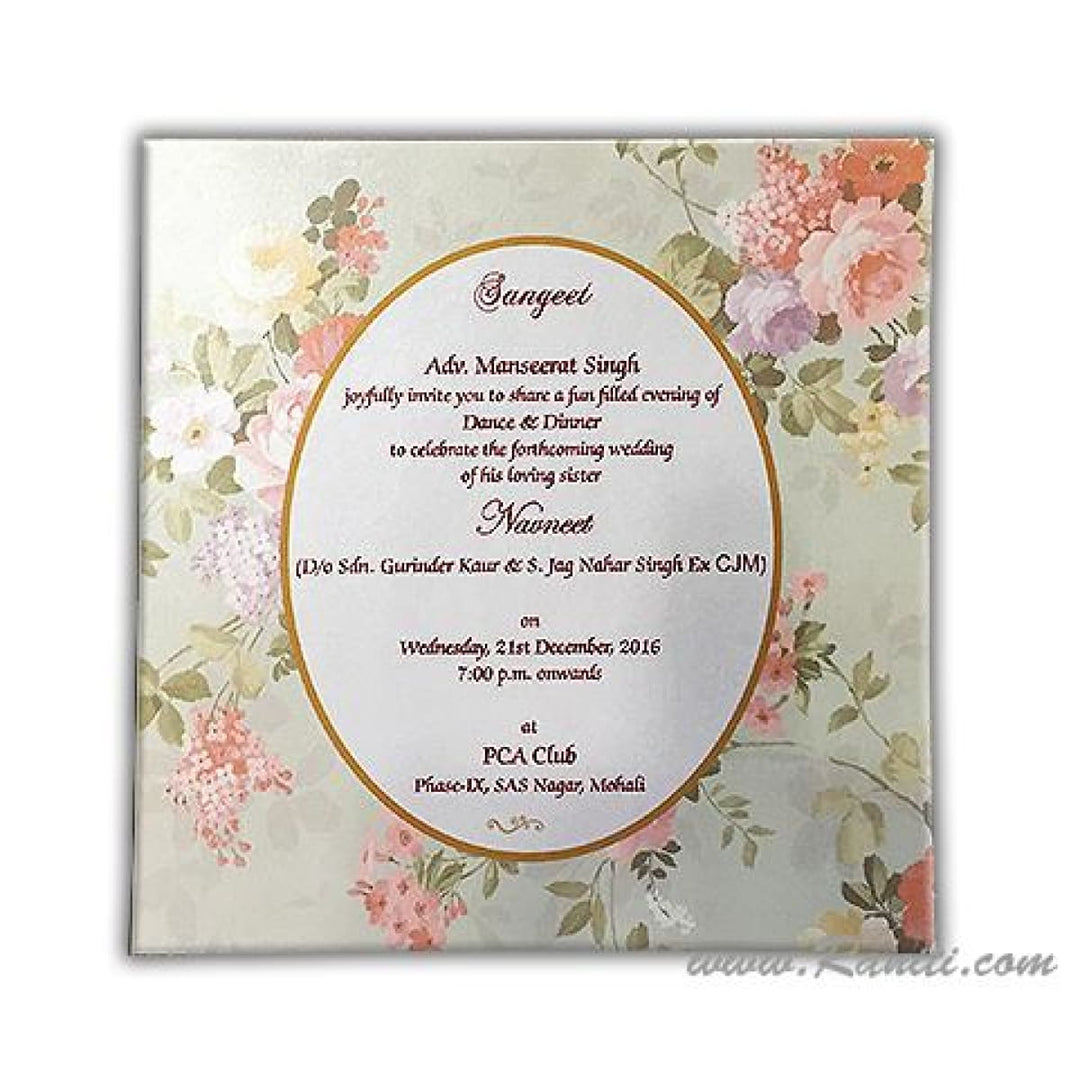 Sangeet Ceremony | Civil Registry Marriage | Interfaith Wedding | Floral Theme Wedding Sangeet Custom Invitation Card AMSO-257 freeshipping - Raniti LLC - Custom Invitations & Stationery