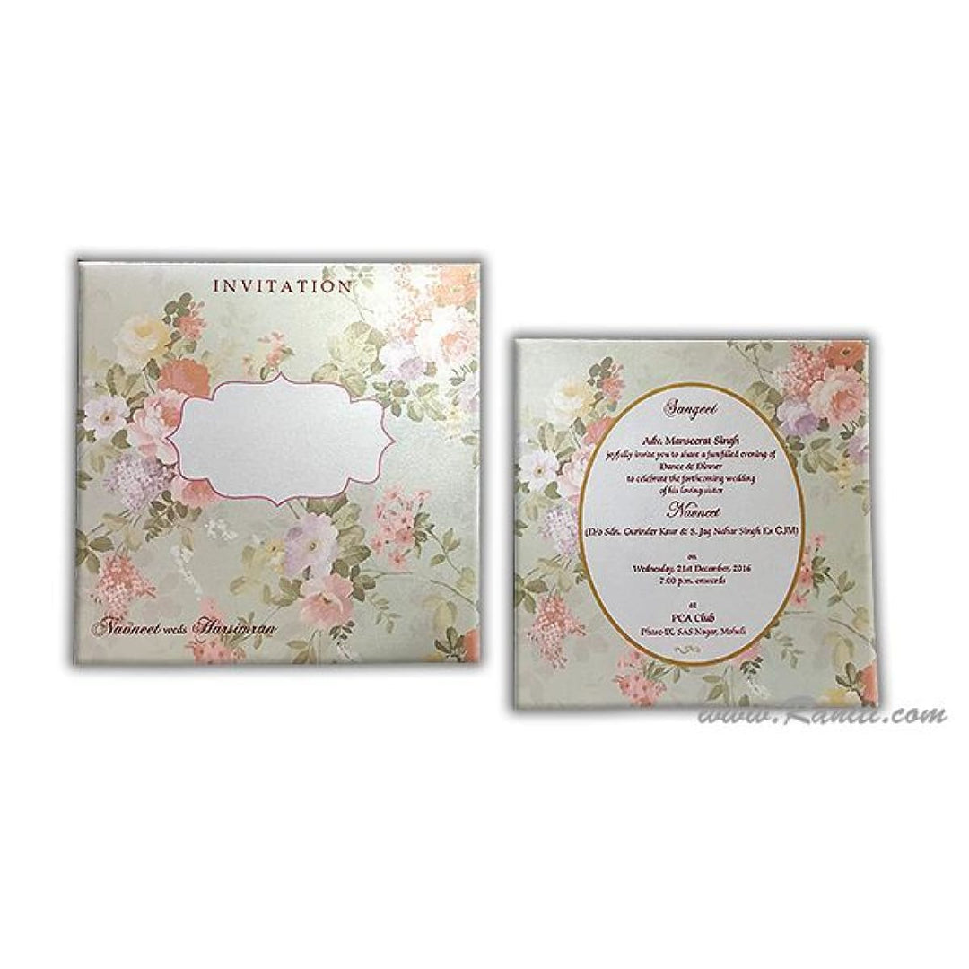 Sangeet Ceremony | Civil Registry Marriage | Interfaith Wedding | Floral Theme Wedding Sangeet Custom Invitation Card AMSO-257 freeshipping - Raniti LLC - Custom Invitations & Stationery