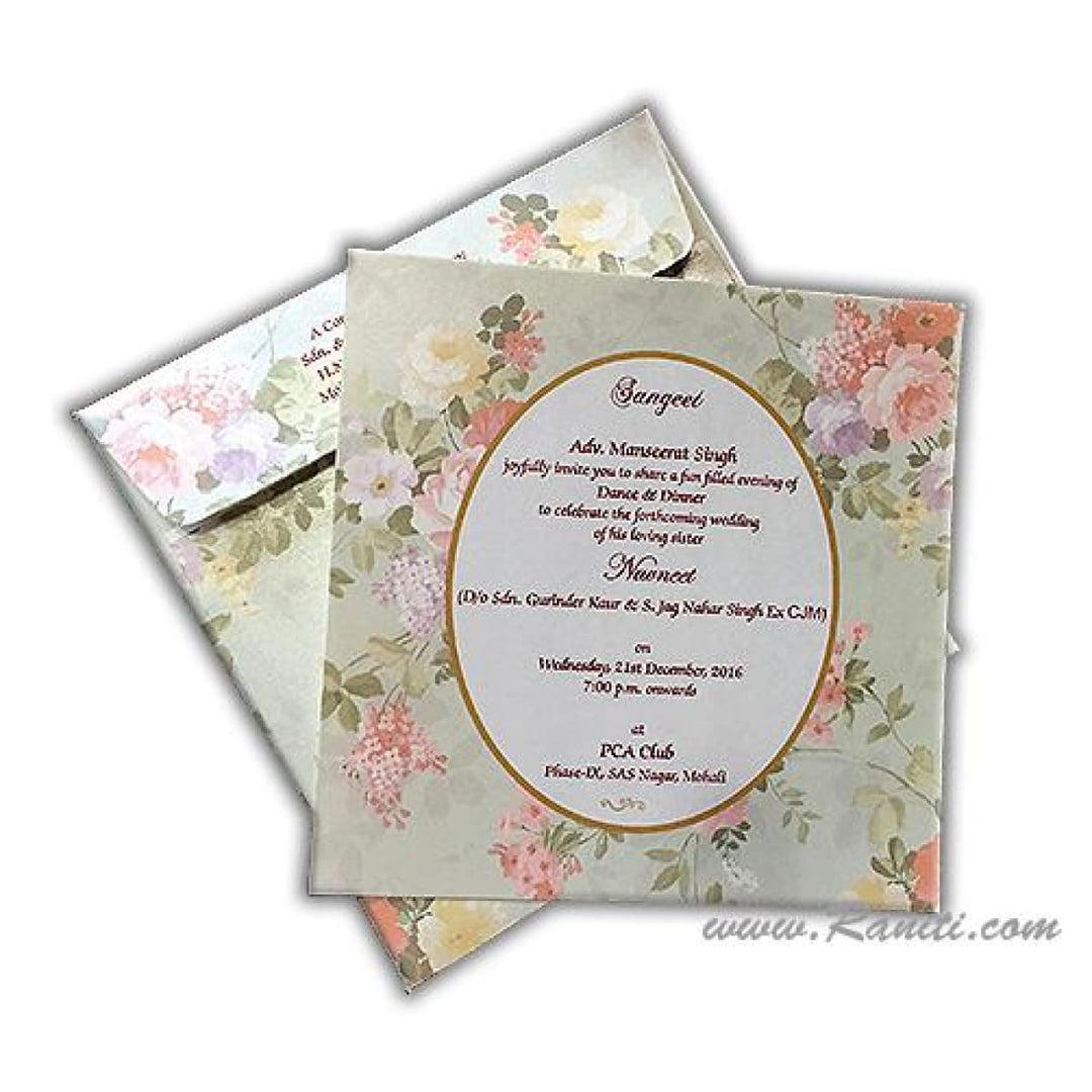 Sangeet Ceremony | Civil Registry Marriage | Interfaith Wedding | Floral Theme Wedding Sangeet Custom Invitation Card AMSO-257 freeshipping - Raniti LLC - Custom Invitations & Stationery