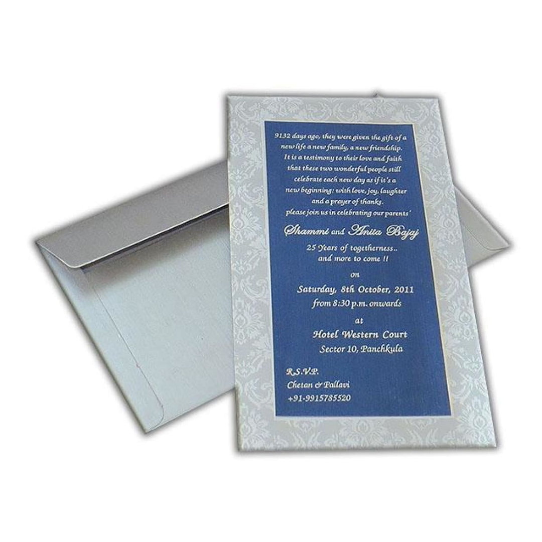 Silver 25th Anniversary Milestone Celebration Custom Invitation Card AMSO-102 freeshipping - Raniti LLC - Custom Invitations & Stationery