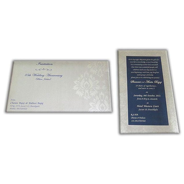 Silver 25th Anniversary Milestone Celebration Custom Invitation Card AMSO-102 freeshipping - Raniti LLC - Custom Invitations & Stationery