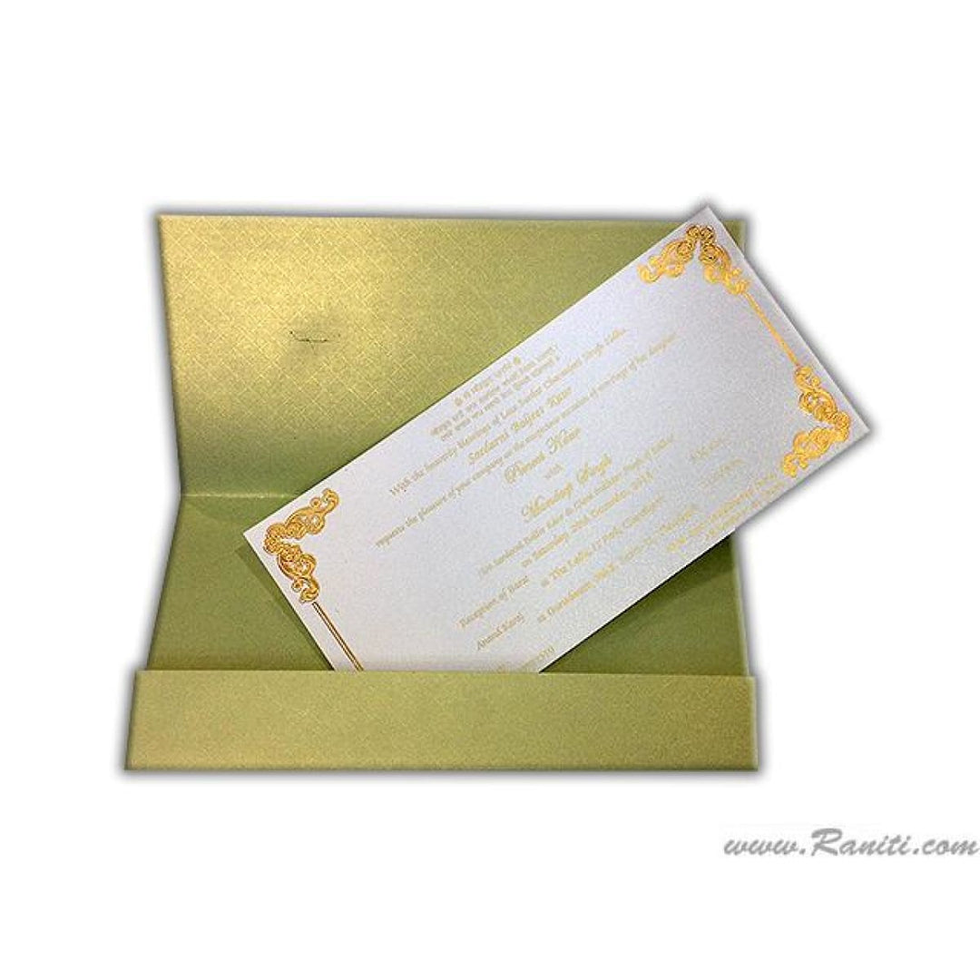 Spring Green and Pearl Rectangle Custom Wedding Invitation with Foil Monogram Card with Multiple Inserts AM-384 freeshipping - Raniti LLC - Custom Invitations & Stationery