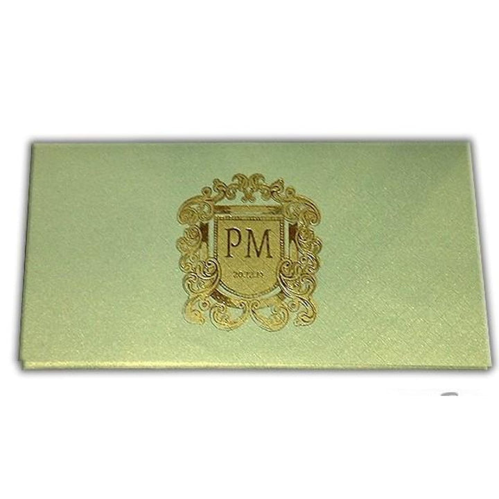 Spring Green and Pearl Rectangle Custom Wedding Invitation with Foil Monogram Card with Multiple Inserts AM-384 freeshipping - Raniti LLC - Custom Invitations & Stationery