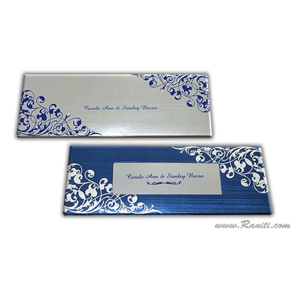 Three Fold Hard Cover Blue and White Pearl Custom Invitation Card with Multiple inserts AMH-29 freeshipping - Raniti LLC - Custom Invitations & Stationery