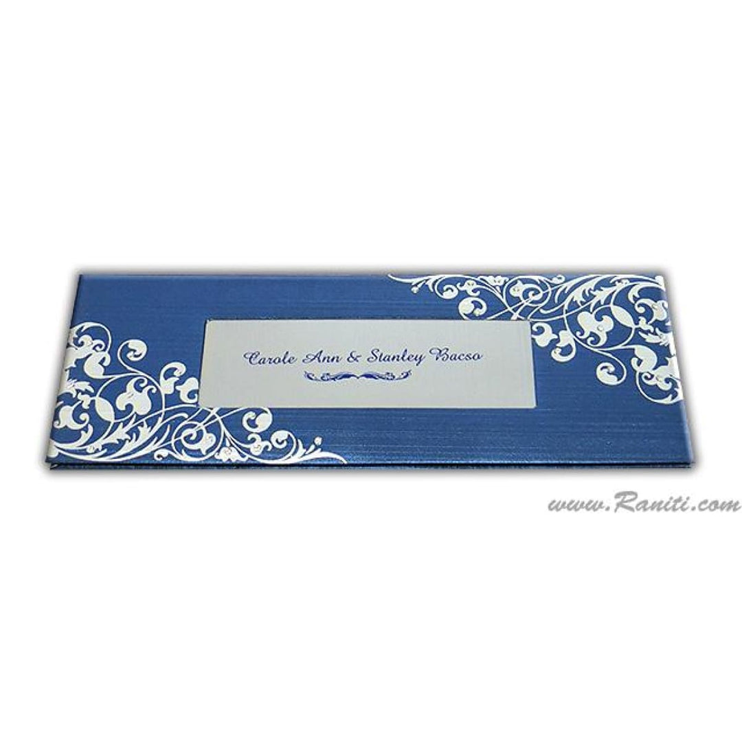 Three Fold Hard Cover Blue and White Pearl Custom Invitation Card with Multiple inserts AMH-29 freeshipping - Raniti LLC - Custom Invitations & Stationery