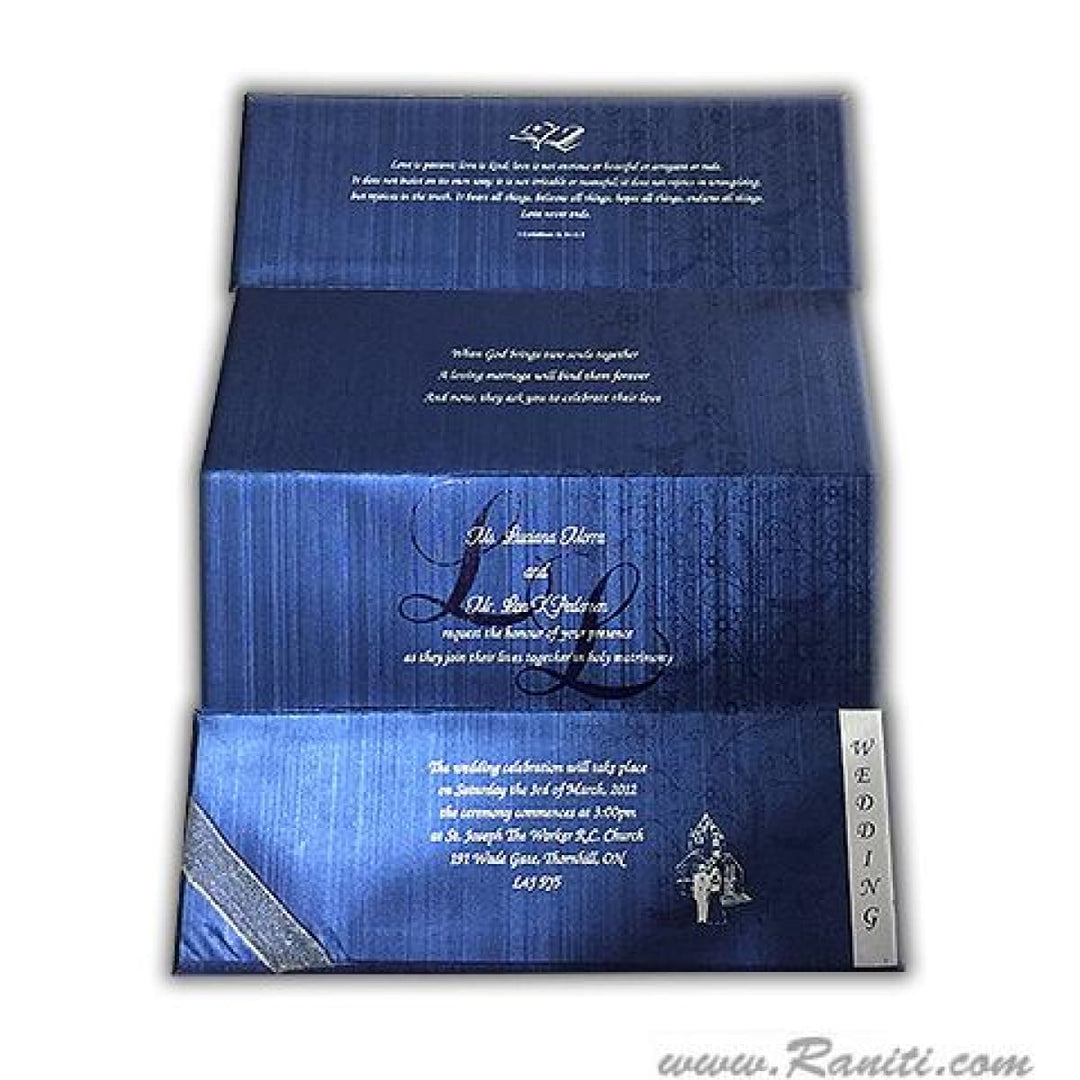 Three Fold Hard Cover Blue Threefold Custom Invitation Card with Multiple inserts Princess Theme AMH-3 freeshipping - Raniti LLC - Custom Invitations & Stationery