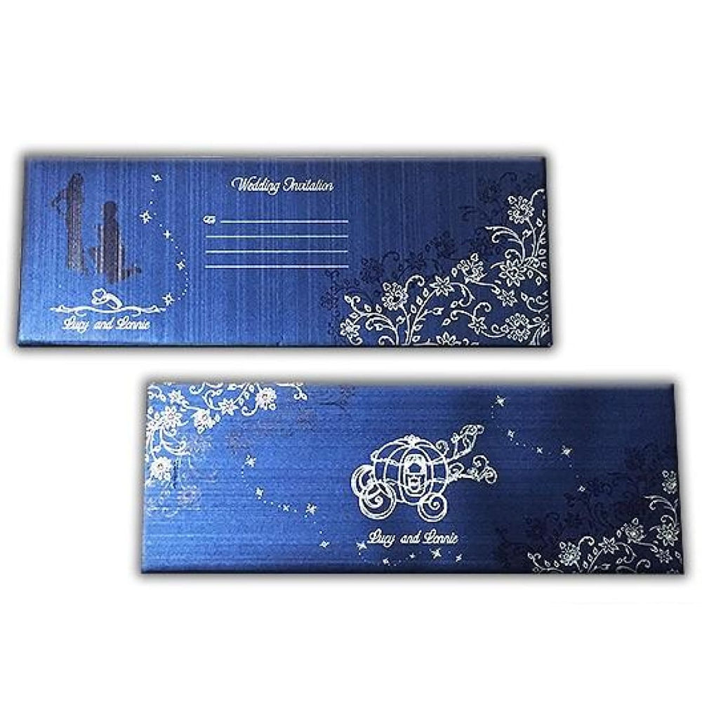 Three Fold Hard Cover Blue Threefold Custom Invitation Card with Multiple inserts Princess Theme AMH-3 freeshipping - Raniti LLC - Custom Invitations & Stationery