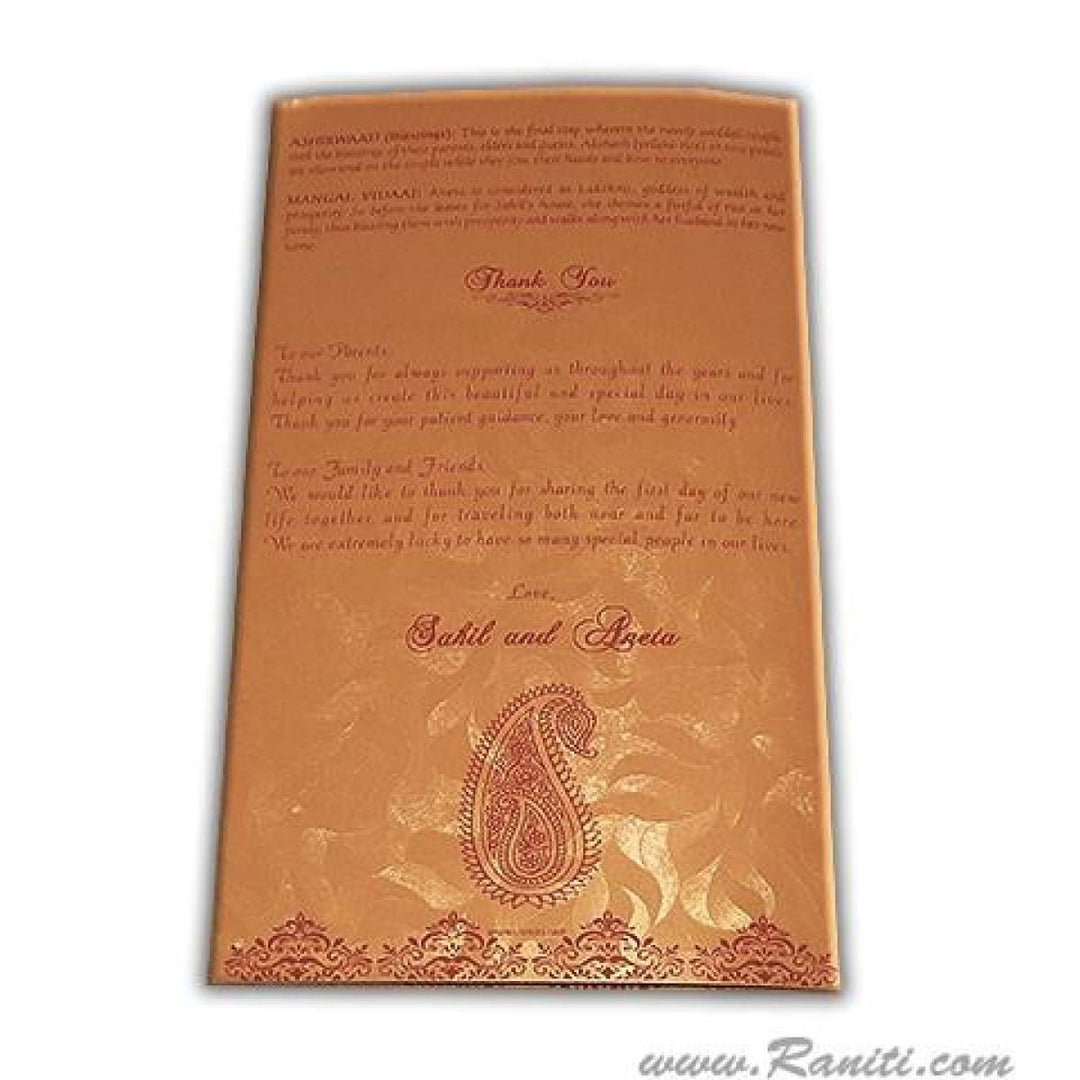 Traditional Custom Orange Wedding Ceremony Program | Folded Wedding Program | Order of Ceremony Program WP-38 freeshipping - Raniti LLC - Custom Invitations & Stationery