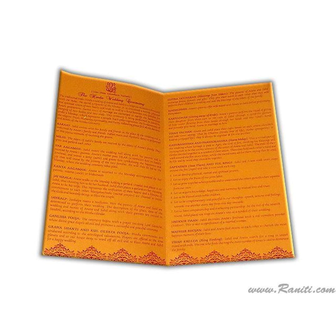 Traditional Custom Orange Wedding Ceremony Program | Folded Wedding Program | Order of Ceremony Program WP-38 freeshipping - Raniti LLC - Custom Invitations & Stationery