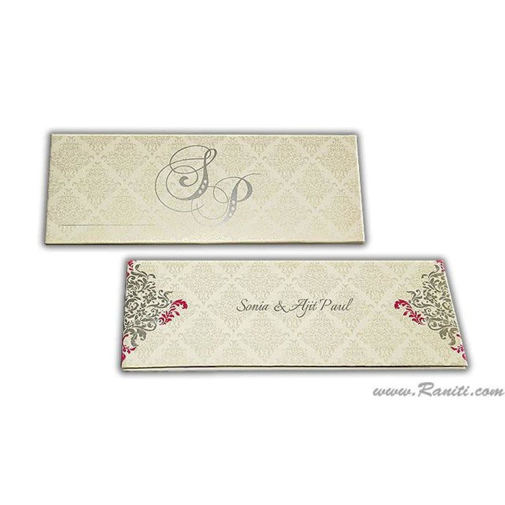 TriFold Hard Cover Off White Paper Custom Invitation Card with Multiple Inserts and Rhinestones AMH-68 freeshipping - Raniti LLC - Custom Invitations & Stationery