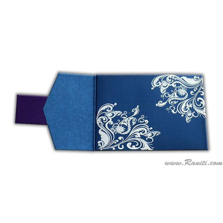 Trifold His and Her Blue and Silver Custom Invitation Card, Bride & Groom Invitation Card Set AM-119 freeshipping - Raniti LLC - Custom Invitations & Stationery