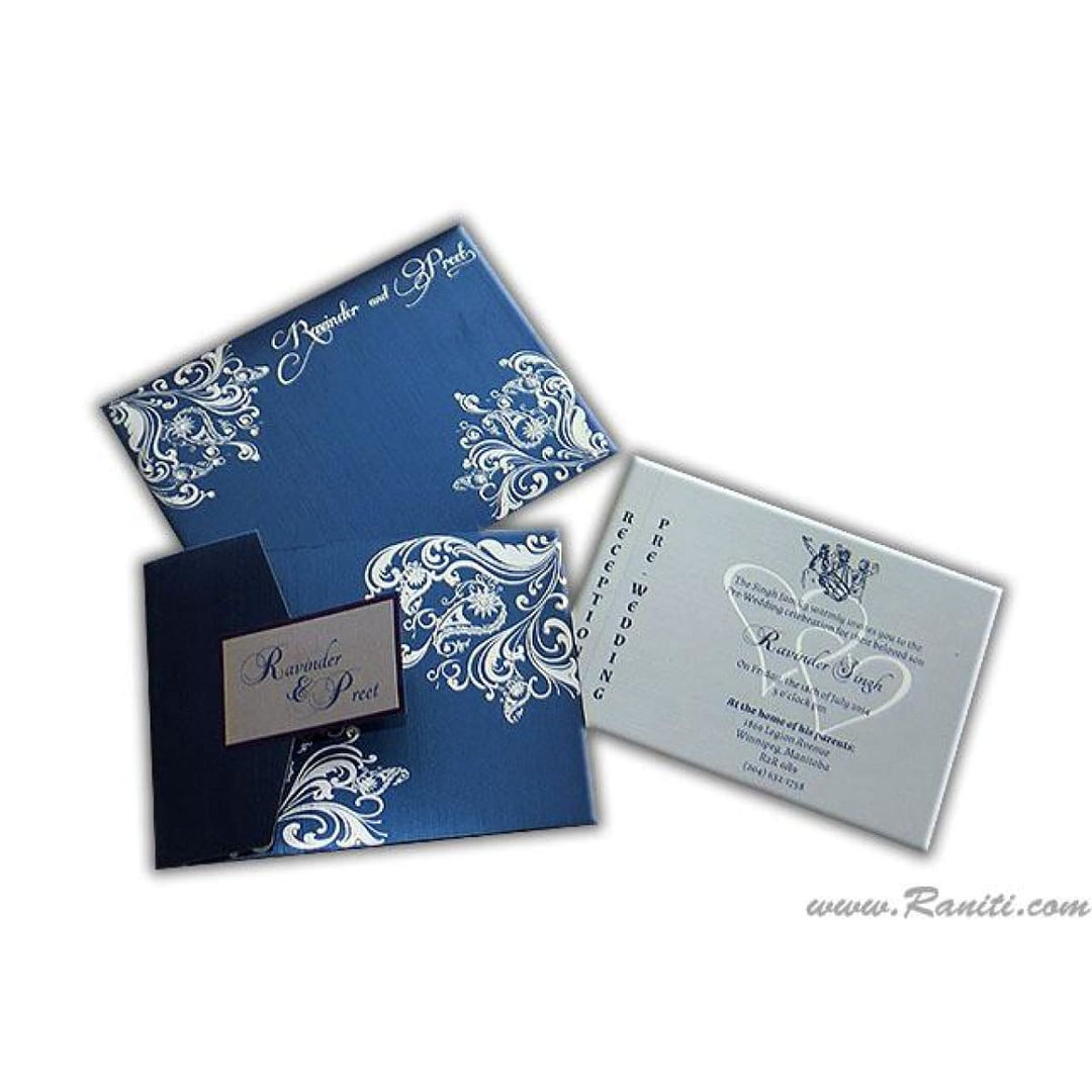 Trifold His and Her Blue and Silver Custom Invitation Card, Bride & Groom Invitation Card Set AM-119 freeshipping - Raniti LLC - Custom Invitations & Stationery