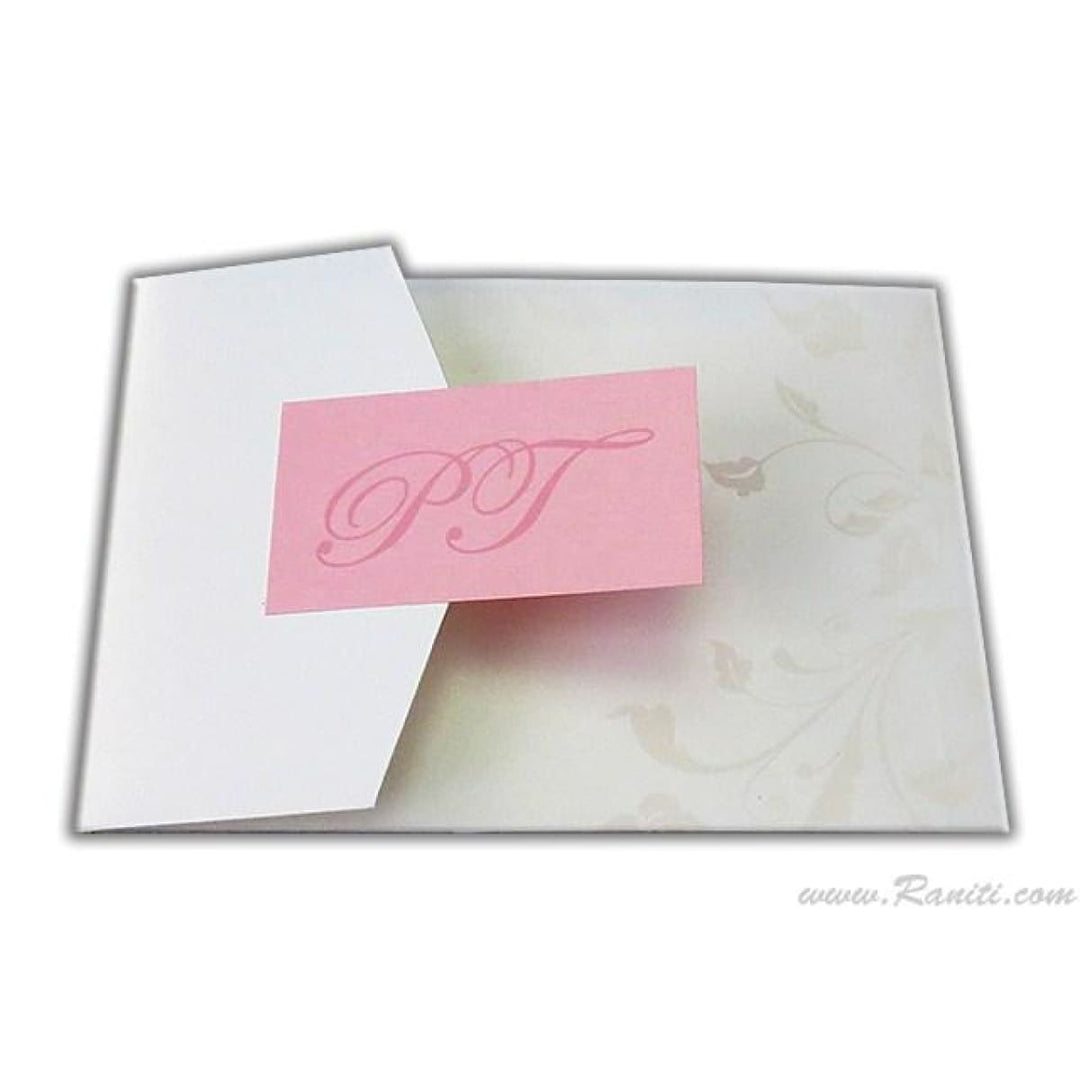 Trifold His and Her Pearl White and Light Pink Custom Invitation Card, Bride & Groom Invitation Card Set AM-617 freeshipping - Raniti LLC - Custom Invitations & Stationery