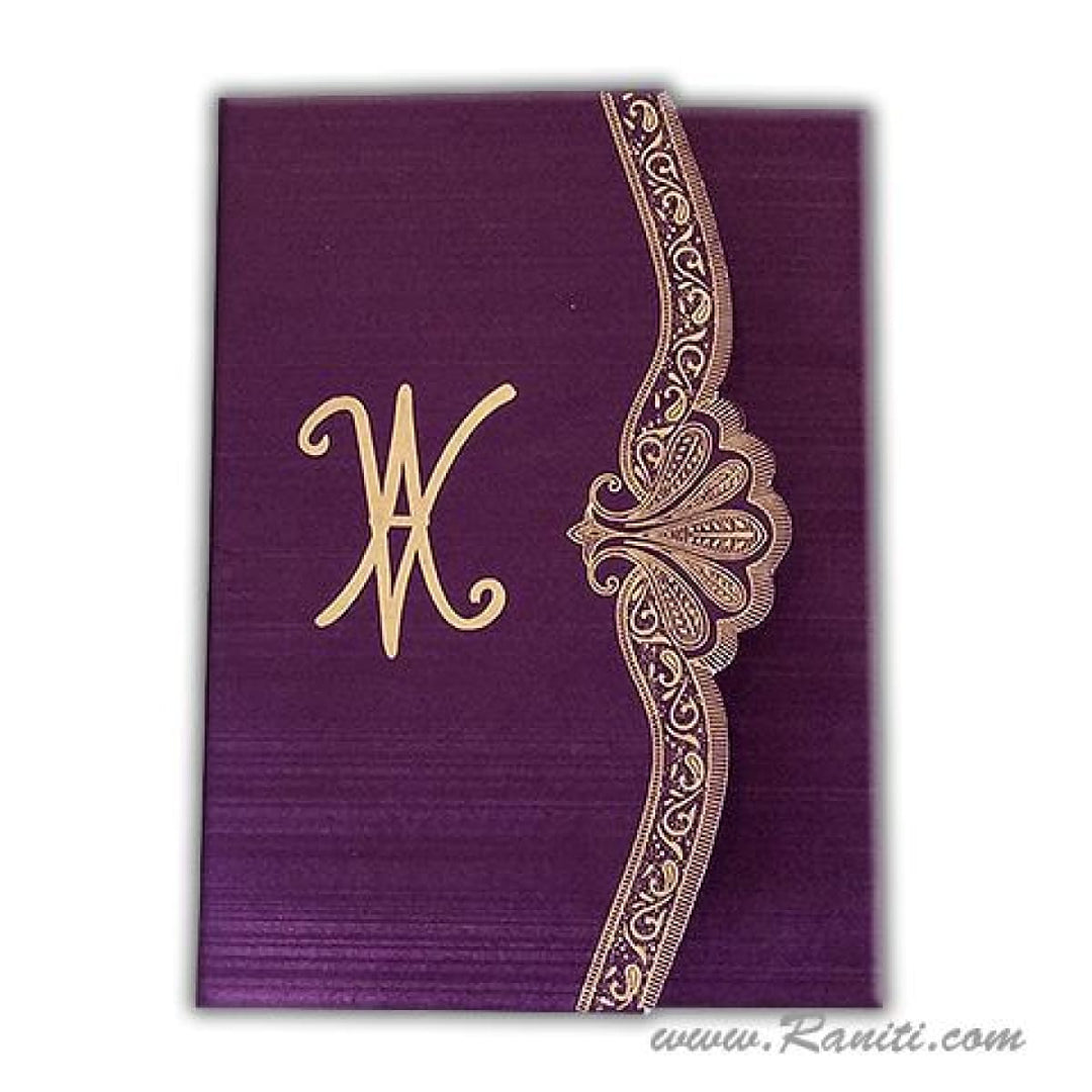 Trifold His and Her Purple and White Custom Invitation Card, Bride & Groom Invitation AM-104 freeshipping - Raniti LLC - Custom Invitations & Stationery