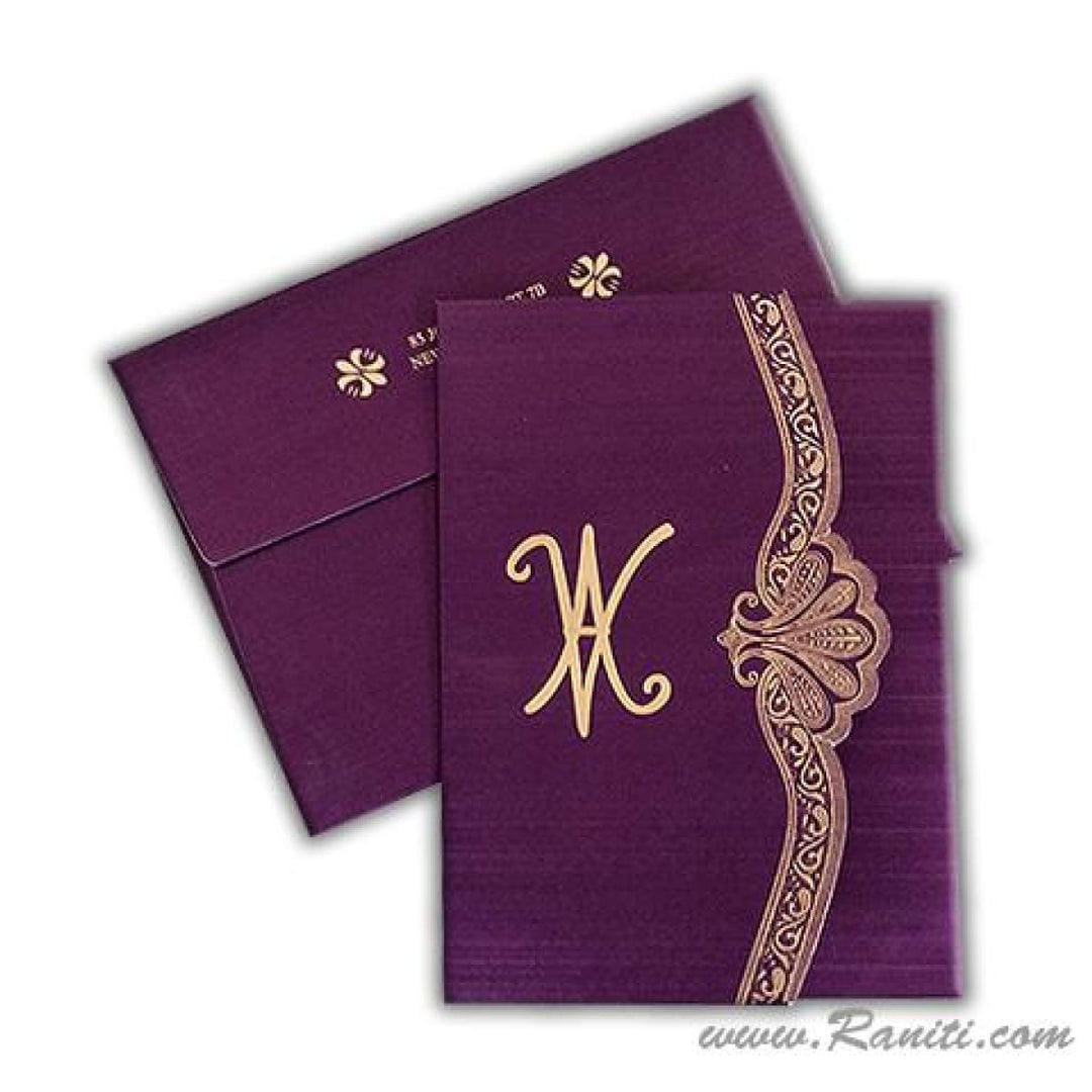 Trifold His and Her Purple and White Custom Invitation Card, Bride & Groom Invitation AM-104 freeshipping - Raniti LLC - Custom Invitations & Stationery