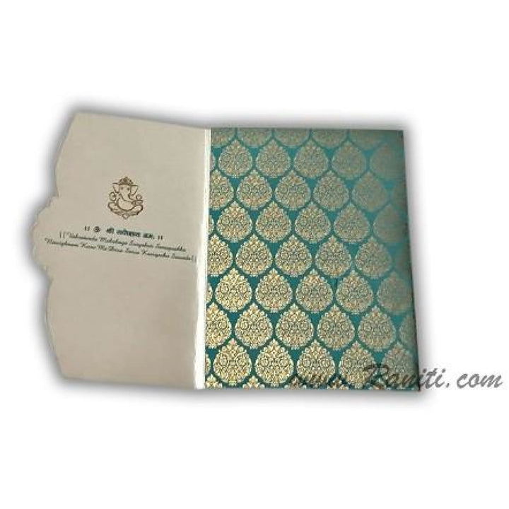 Trifold His and Her Teal and White Custom Invitation Card, Bride & Groom Invitation AM-388 freeshipping - Raniti LLC - Custom Invitations & Stationery