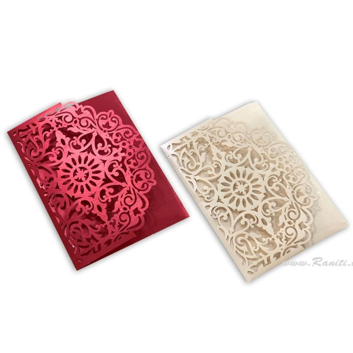 Trifold Laser Cut Red Custom Wedding Invitation Card with Multiple Inserts AML-210 freeshipping - Raniti LLC - Custom Invitations & Stationery