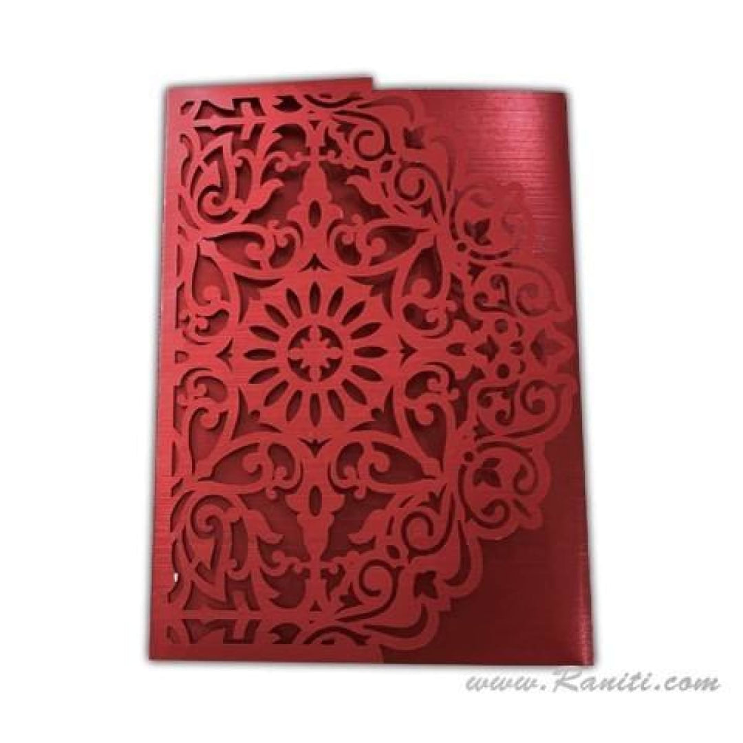 Trifold Laser Cut Red Custom Wedding Invitation Card with Multiple Inserts AML-210 freeshipping - Raniti LLC - Custom Invitations & Stationery