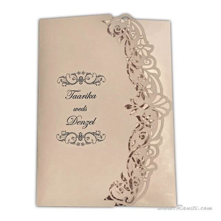 Trifold Lasercut Blush Pink Custom Wedding Invitation Card with Multiple Inserts AML-410 freeshipping - Raniti LLC - Custom Invitations & Stationery