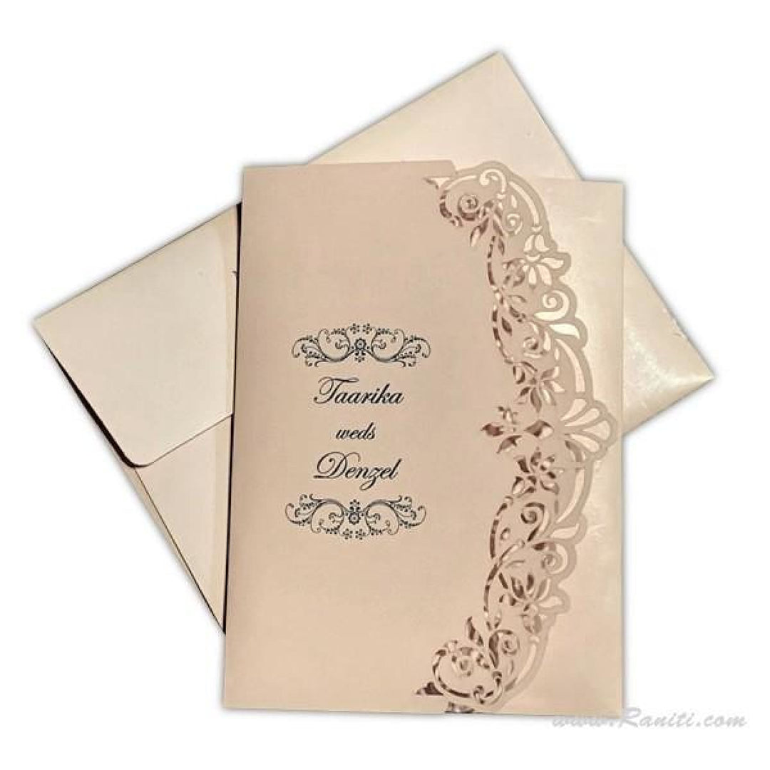 Trifold Lasercut Blush Pink Custom Wedding Invitation Card with Multiple Inserts AML-410 freeshipping - Raniti LLC - Custom Invitations & Stationery