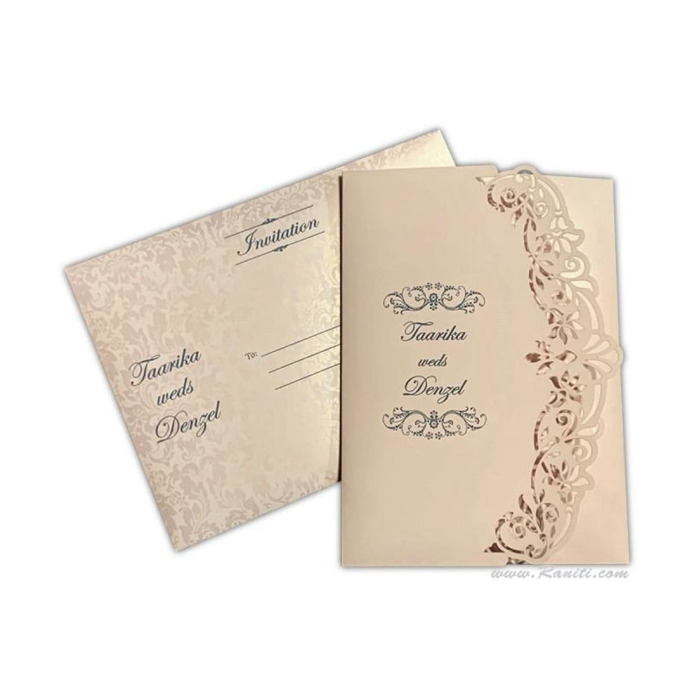 Trifold Lasercut Blush Pink Custom Wedding Invitation Card with Multiple Inserts AML-410 freeshipping - Raniti LLC - Custom Invitations & Stationery