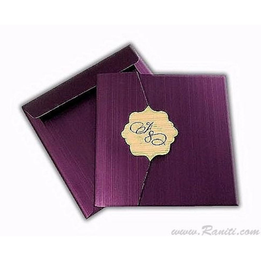 Trifold Square His and Her Purple and Golden Custom Invitation Card, Bride & Groom Invitation AM-544 freeshipping - Raniti LLC - Custom Invitations & Stationery