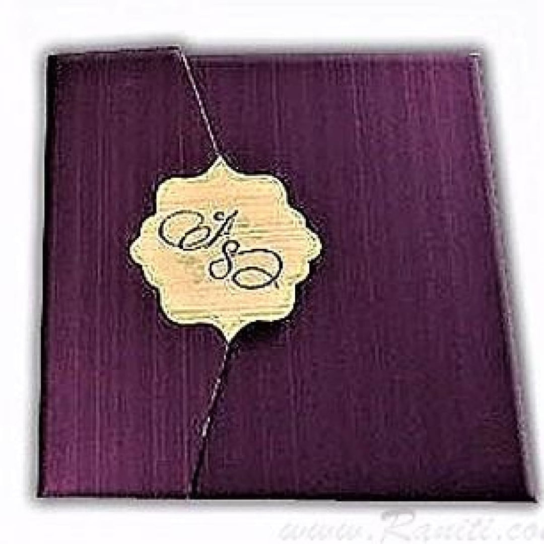 Trifold Square His and Her Purple and Golden Custom Invitation Card, Bride & Groom Invitation AM-544 freeshipping - Raniti LLC - Custom Invitations & Stationery