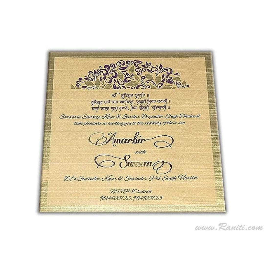 Trifold Square His and Her Purple and Golden Custom Invitation Card, Bride & Groom Invitation AM-544 freeshipping - Raniti LLC - Custom Invitations & Stationery