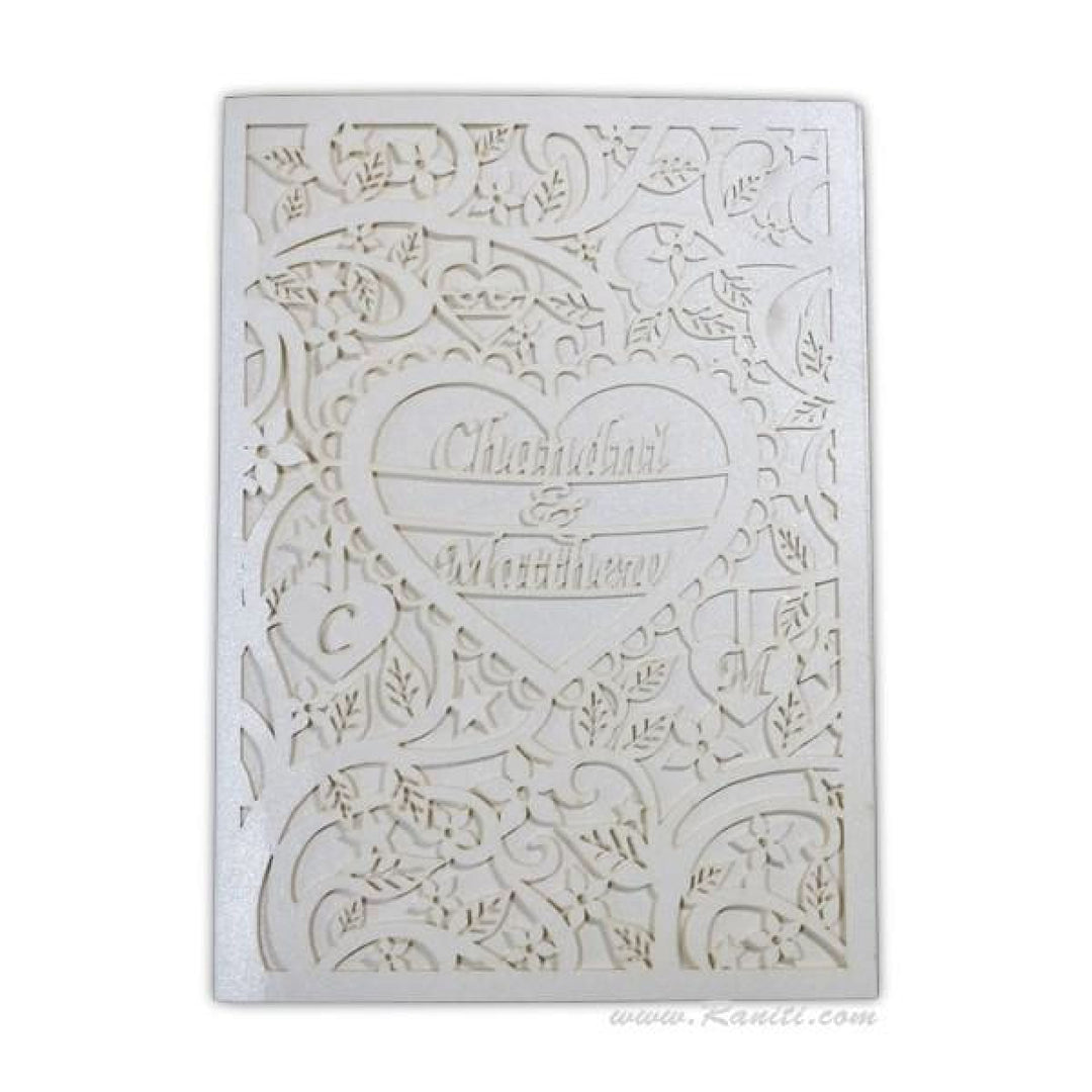 Trifold White Laser Cut Custom Invitation Card with Multiple Inserts | Classic Custom Wedding Invitation Cards Online AML-274 freeshipping - Raniti LLC - Custom Invitations & Stationery