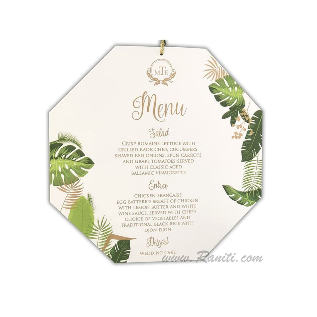 Tropical Theme Custom Wedding Menu Card JVRMC-1 freeshipping - Raniti LLC - Custom Invitations & Stationery