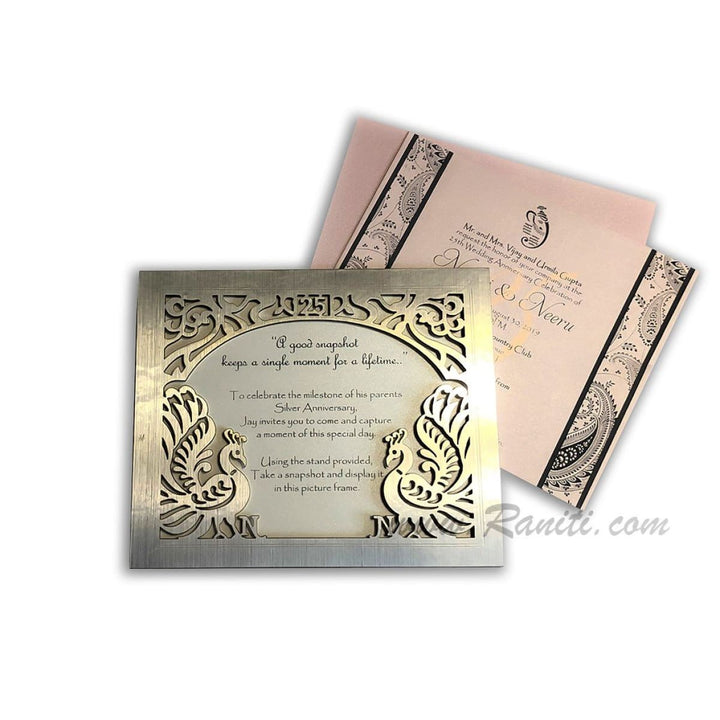 Unique Laser Cut 25th Anniversary Luxury Invitation Card AMHL-192 | Raniti | Custom Invitations & Stationery | custom invite | wedding anniversary invitation card 