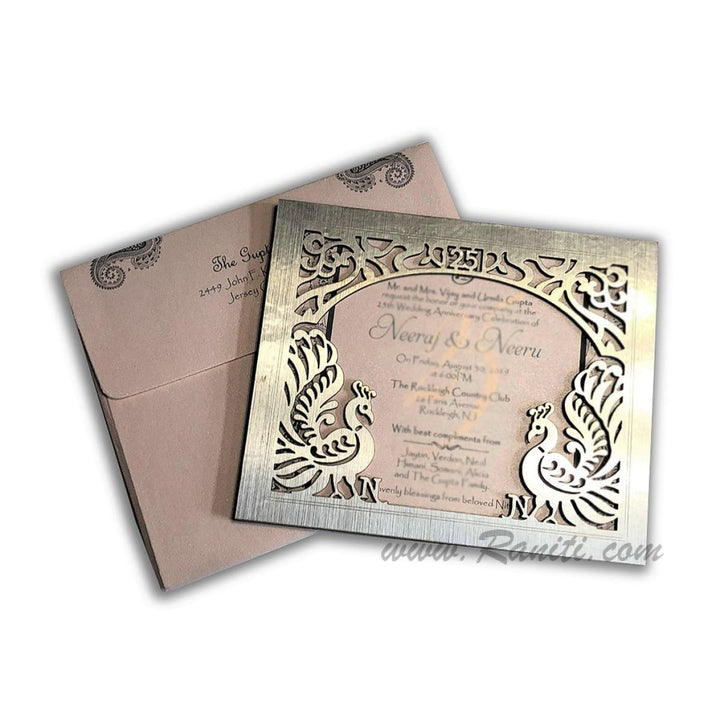 Unique Laser Cut 25th Anniversary Luxury Invitation Card AMHL-192 | Raniti | Custom Invitations & Stationery | customized invites | marriage anniversary invitation card 