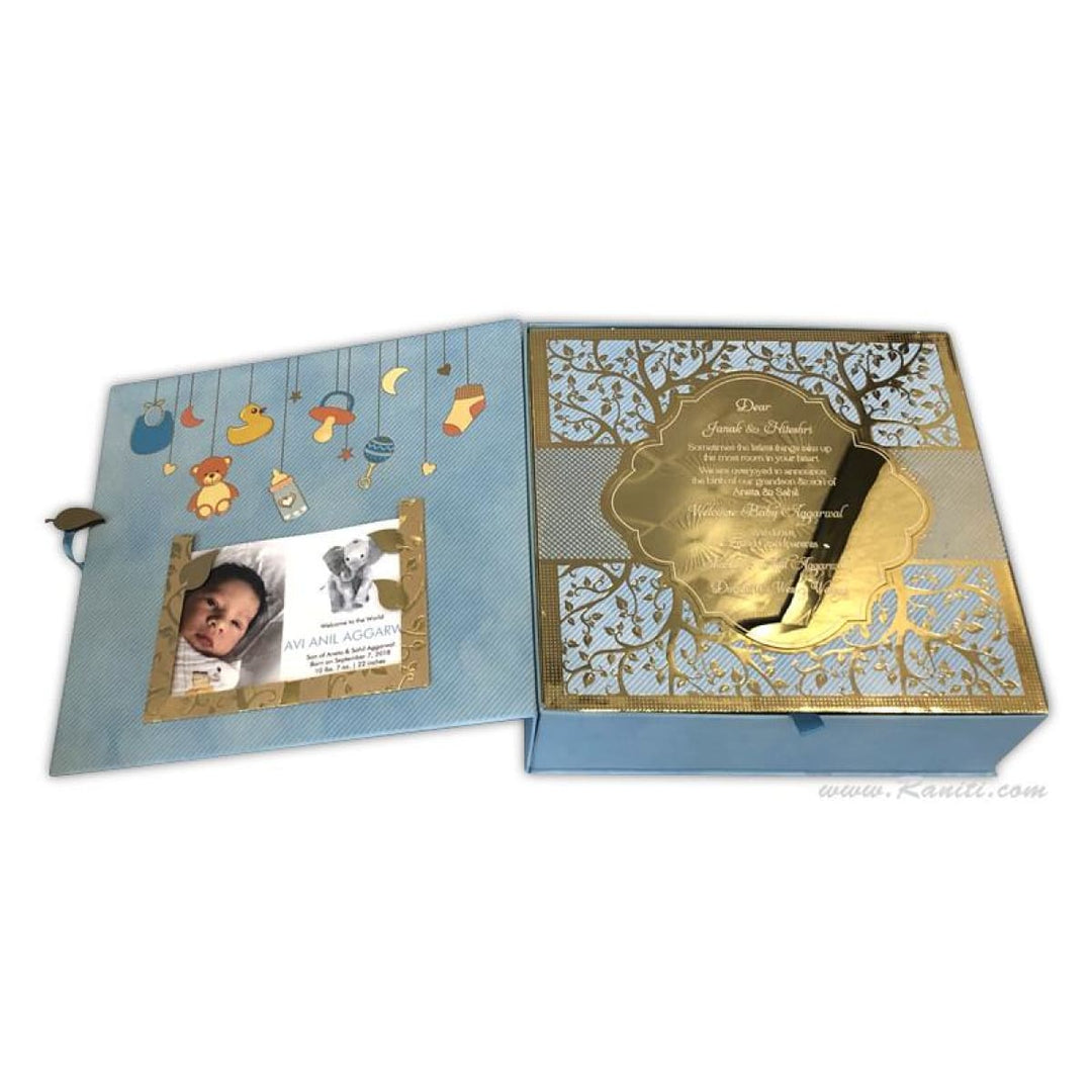 Luxury Custom Baby Announcement Personalized Invitation Box DPCB-128  | Raniti | Custom Invitations & Stationery | customize invitation | invitation card box