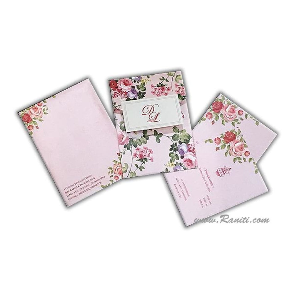 Vintage Floral Print Classic Custom Tri Fold Invitation Card AM-244 freeshipping - Raniti LLC - Custom Invitations & Stationery