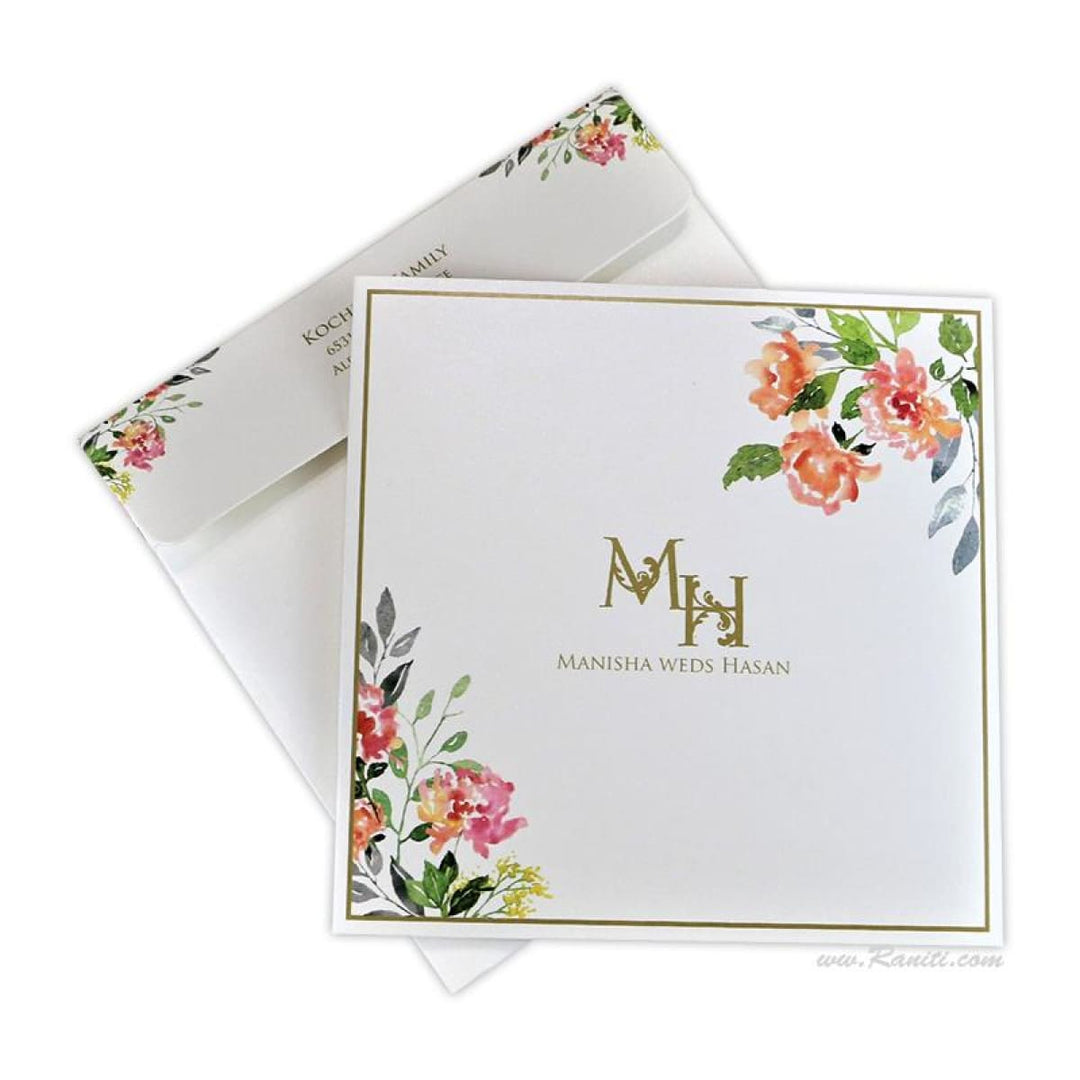 Vintage Floral Print Classic Custom Wedding Invitation Card AM-352 freeshipping - Raniti LLC - Custom Invitations & Stationery