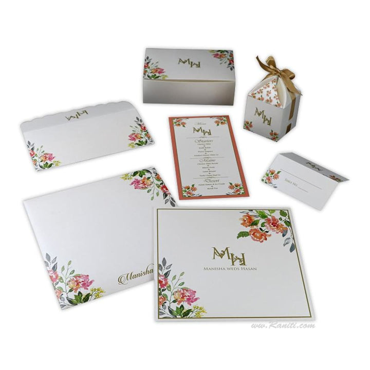 Vintage Floral Print Classic Custom Wedding Invitation Card AM-352 freeshipping - Raniti LLC - Custom Invitations & Stationery
