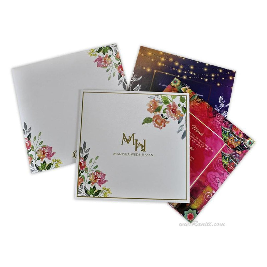 Vintage Floral Print Classic Custom Wedding Invitation Card AM-352 freeshipping - Raniti LLC - Custom Invitations & Stationery