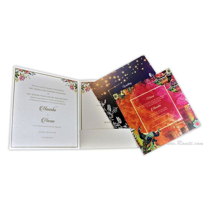 Vintage Floral Print Classic Custom Wedding Invitation Card AM-352 freeshipping - Raniti LLC - Custom Invitations & Stationery