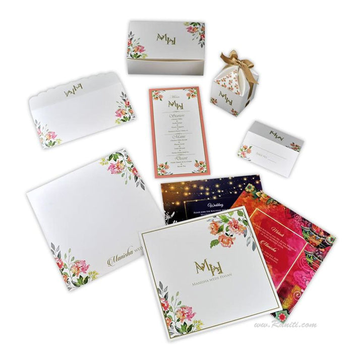 Vintage Floral Print Classic Custom Wedding Invitation Card AM-352 freeshipping - Raniti LLC - Custom Invitations & Stationery